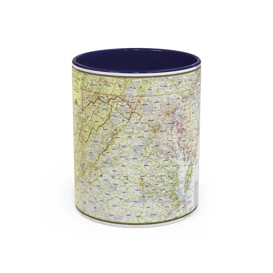 USA - Round About the Nation's Capital (1956) (Map) Accent Coffee Mug 11oz Navy - Go Mug Yourself