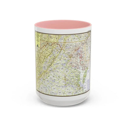 USA - Round About the Nation's Capital (1956) (Map) Accent Coffee Mug 15oz Pink - Go Mug Yourself