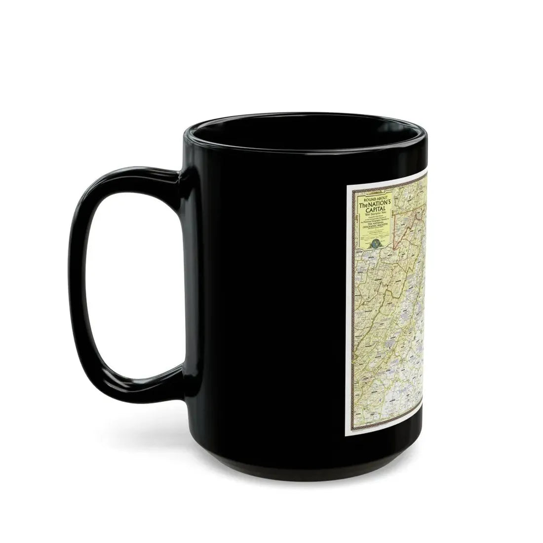 USA - Round About the Nation's Capital (1956) (Map) Black Coffee Mug - Go Mug Yourself