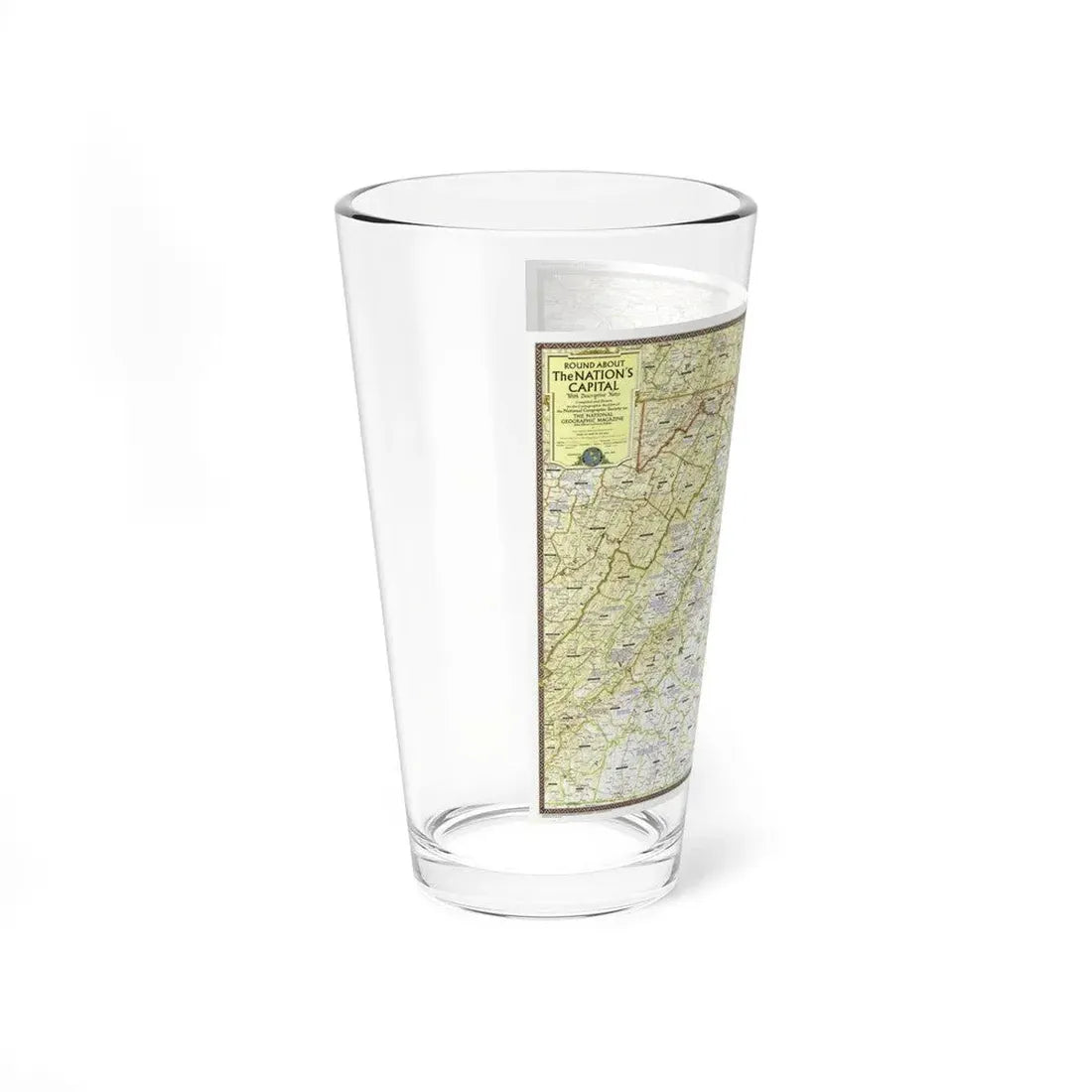 USA - Round About the Nation's Capital (1956) (Map) Pint Glass 16oz - Go Mug Yourself