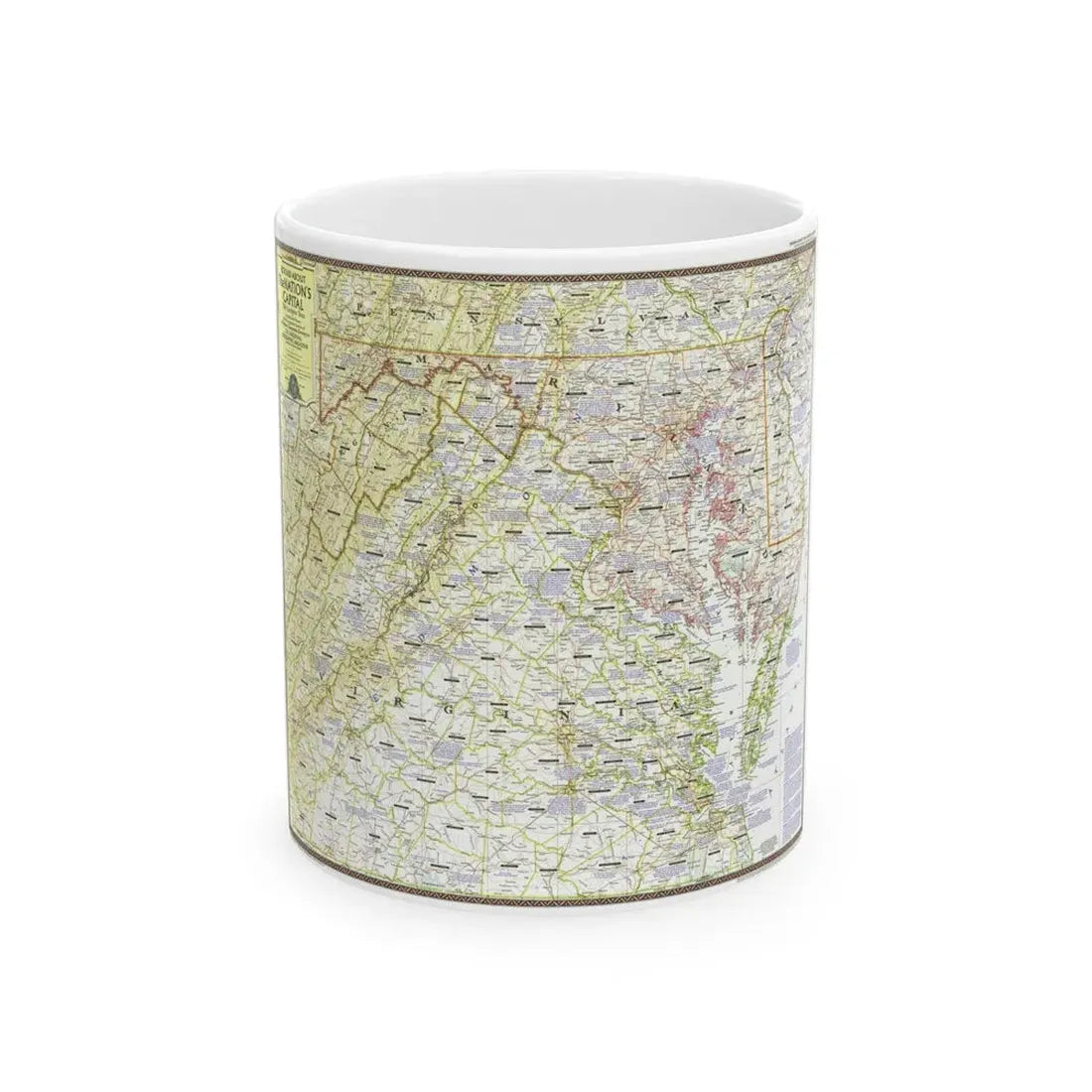 USA - Round About the Nation's Capital (1956) (Map) White Coffee Mug 11oz - Go Mug Yourself