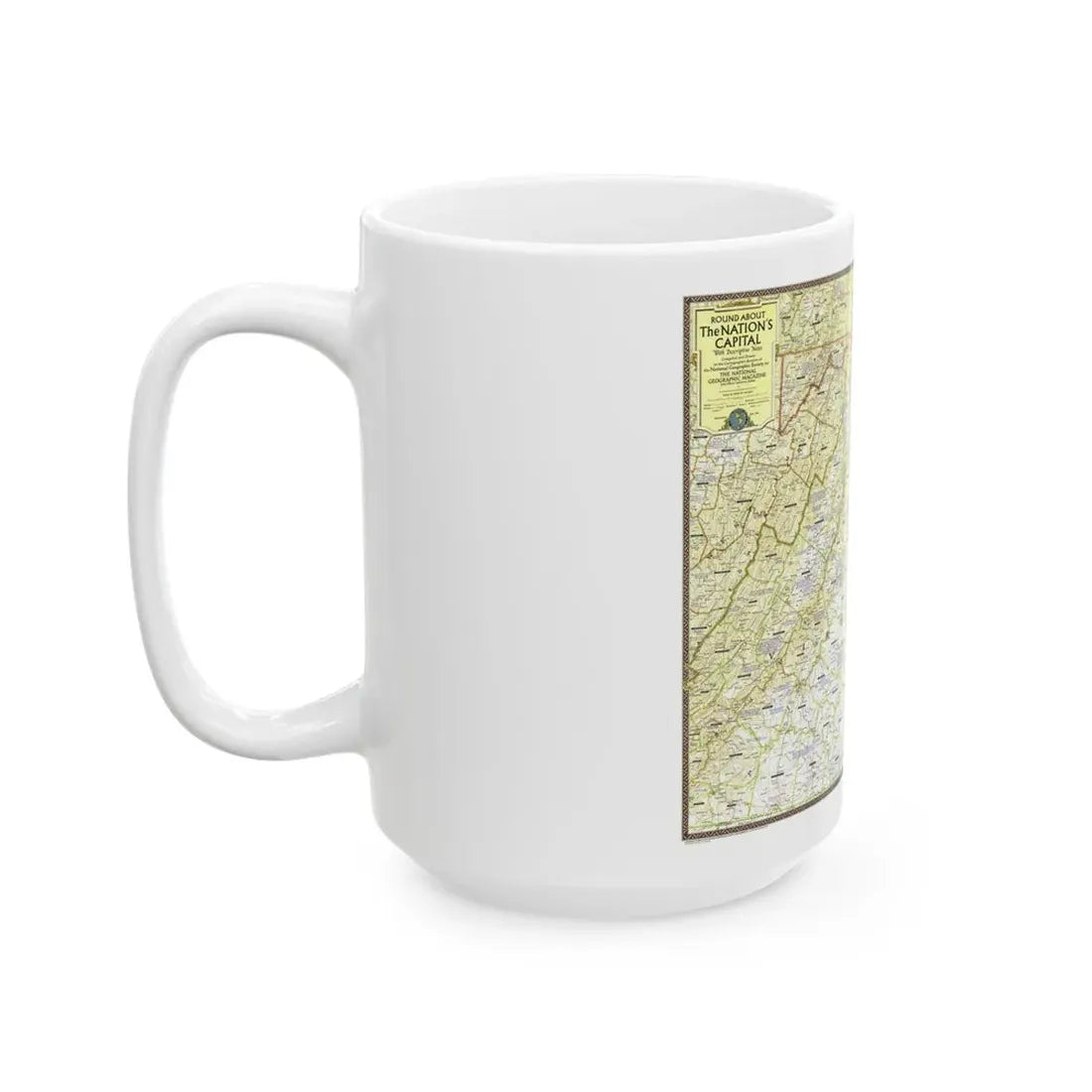 USA - Round About the Nation's Capital (1956) (Map) White Coffee Mug - Go Mug Yourself