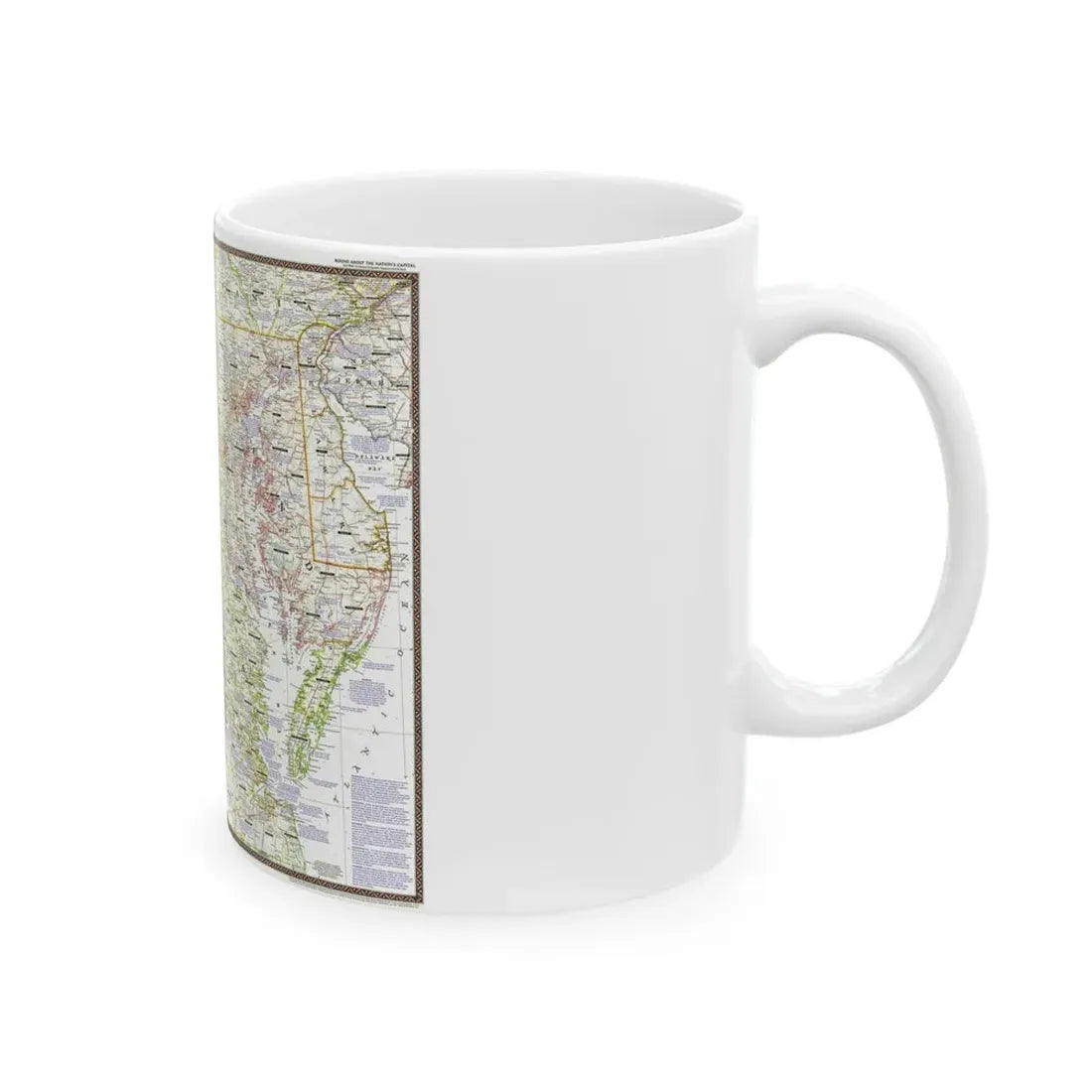 USA - Round About the Nation's Capital (1956) (Map) White Coffee Mug - Go Mug Yourself