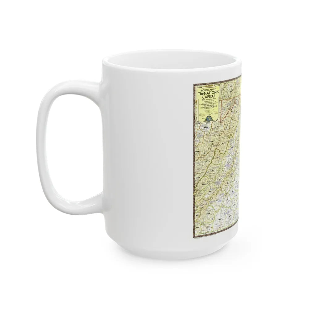 USA - Round About the Nation's Capital (1956) (Map) White Coffee Mug-Go Mug Yourself