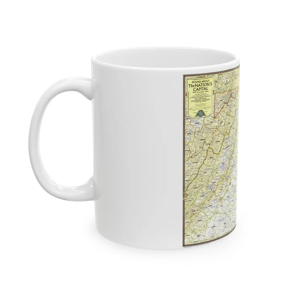 USA - Round About the Nation's Capital (1956) (Map) White Coffee Mug-Go Mug Yourself