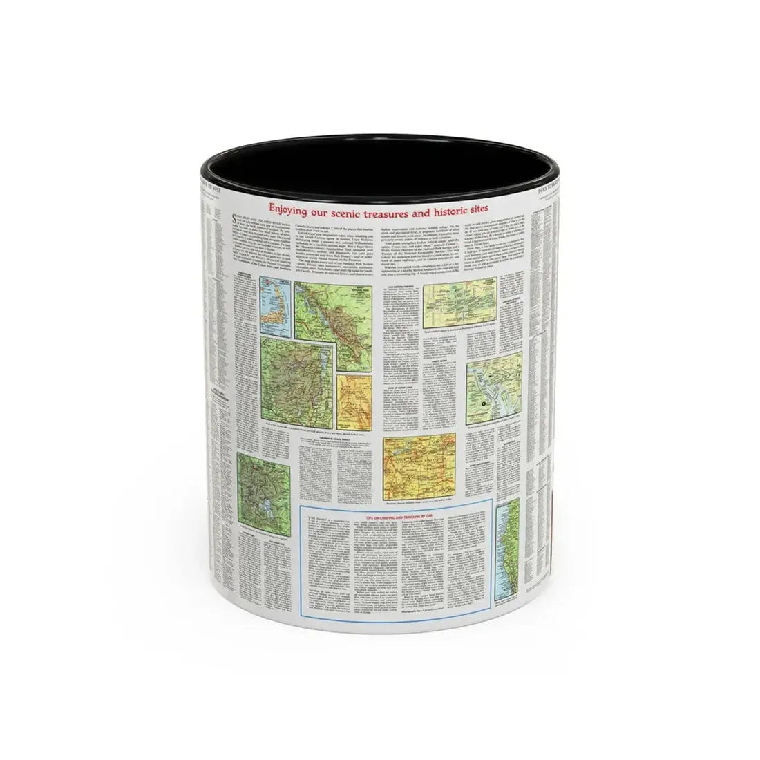 USA - Scenic Treasures and Historic Sites (1966) (Map) Accent Coffee Mug 11oz Black - Go Mug Yourself