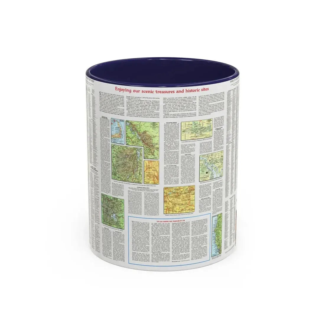 USA - Scenic Treasures and Historic Sites (1966) (Map) Accent Coffee Mug 11oz Navy - Go Mug Yourself