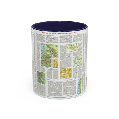 USA - Scenic Treasures and Historic Sites (1966) (Map) Accent Coffee Mug 11oz Navy - Go Mug Yourself