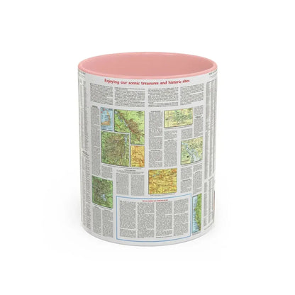 USA - Scenic Treasures and Historic Sites (1966) (Map) Accent Coffee Mug 11oz Pink - Go Mug Yourself