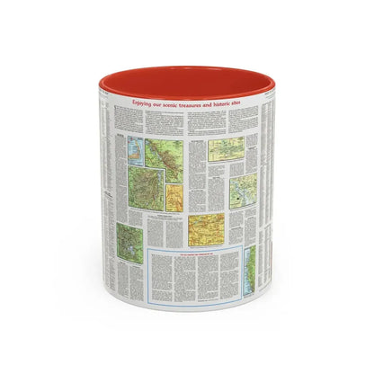 USA - Scenic Treasures and Historic Sites (1966) (Map) Accent Coffee Mug 11oz Red - Go Mug Yourself