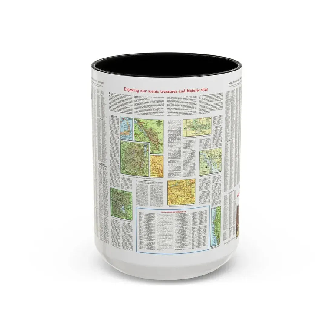 USA - Scenic Treasures and Historic Sites (1966) (Map) Accent Coffee Mug 15oz Black - Go Mug Yourself