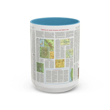USA - Scenic Treasures and Historic Sites (1966) (Map) Accent Coffee Mug 15oz Light Blue - Go Mug Yourself