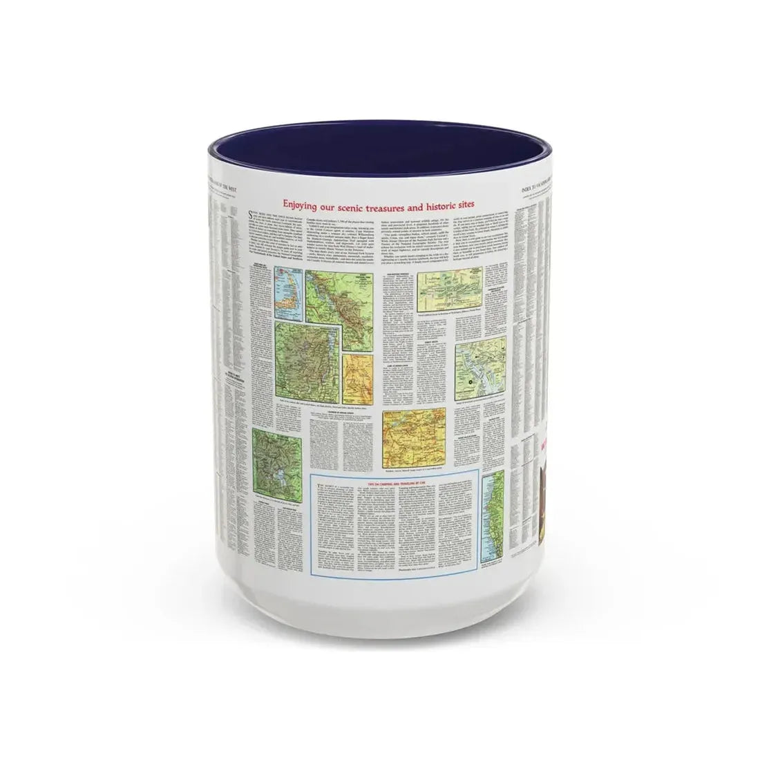 USA - Scenic Treasures and Historic Sites (1966) (Map) Accent Coffee Mug 15oz Navy - Go Mug Yourself