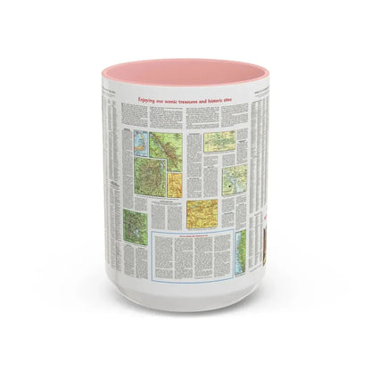 USA - Scenic Treasures and Historic Sites (1966) (Map) Accent Coffee Mug 15oz Pink - Go Mug Yourself