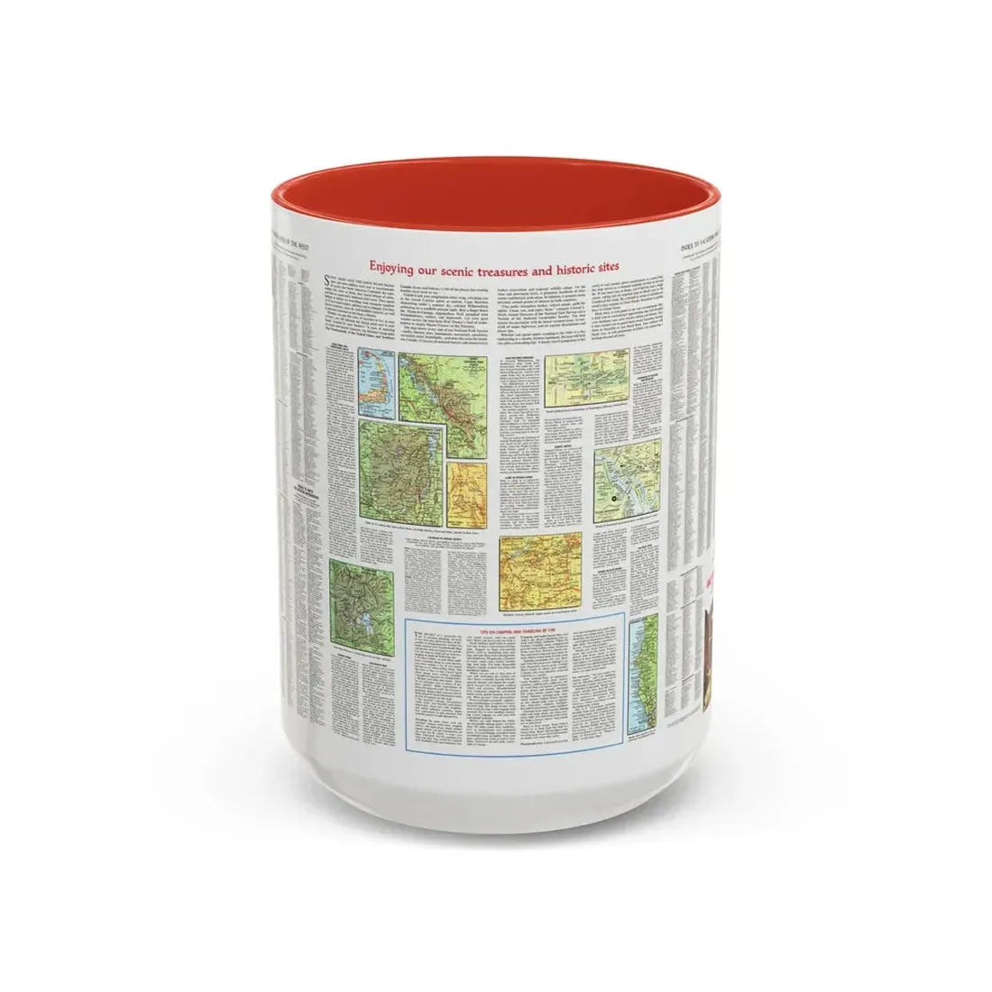 USA - Scenic Treasures and Historic Sites (1966) (Map) Accent Coffee Mug 15oz Red - Go Mug Yourself