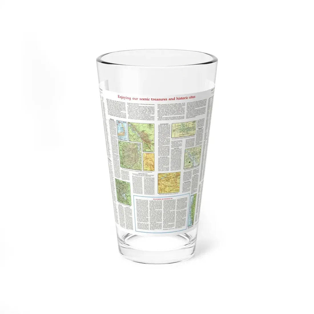 USA - Scenic Treasures and Historic Sites (1966) (Map) Pint Glass 16oz 16oz - Go Mug Yourself