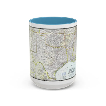 USA - South Central (1947) (Map) Accent Coffee Mug 15oz Light Blue - Go Mug Yourself