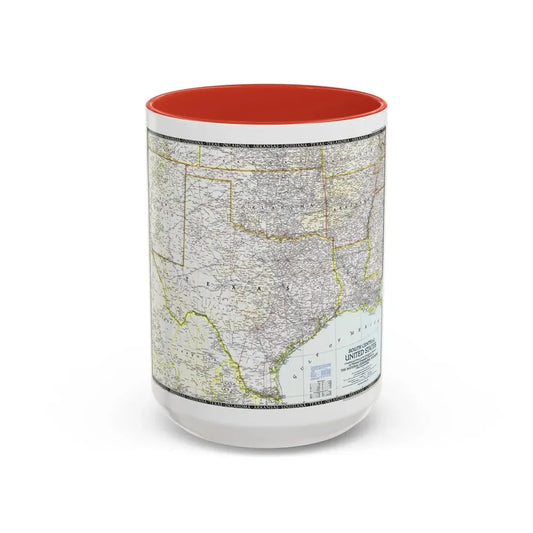 USA - South Central (1947) (Map) Accent Coffee Mug 15oz Red - Go Mug Yourself