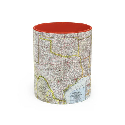 USA - South Central (1961) (Map) Accent Coffee Mug 11oz Red - Go Mug Yourself