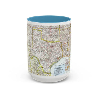 USA - South Central (1961) (Map) Accent Coffee Mug 15oz Light Blue - Go Mug Yourself