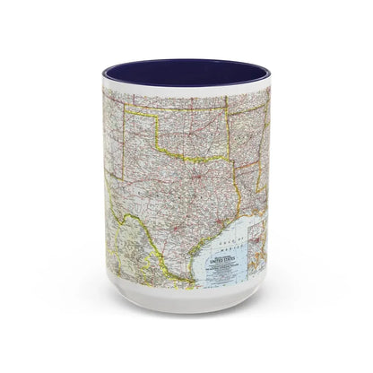 USA - South Central (1961) (Map) Accent Coffee Mug 15oz Navy - Go Mug Yourself
