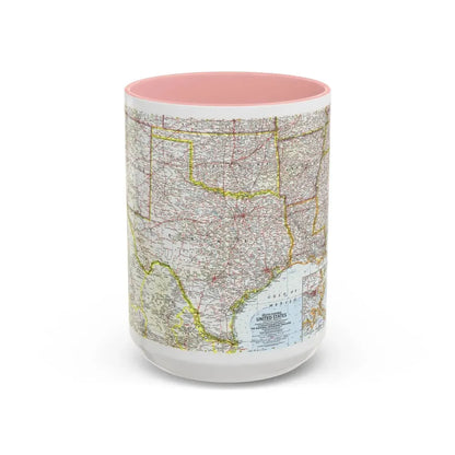 USA - South Central (1961) (Map) Accent Coffee Mug 15oz Pink - Go Mug Yourself