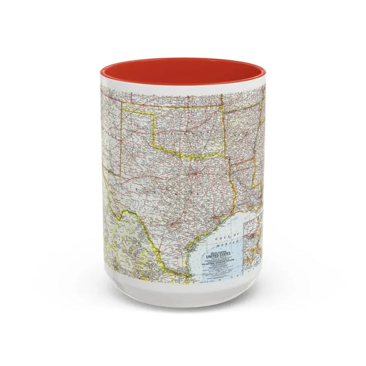 USA - South Central (1961) (Map) Accent Coffee Mug 15oz Red - Go Mug Yourself