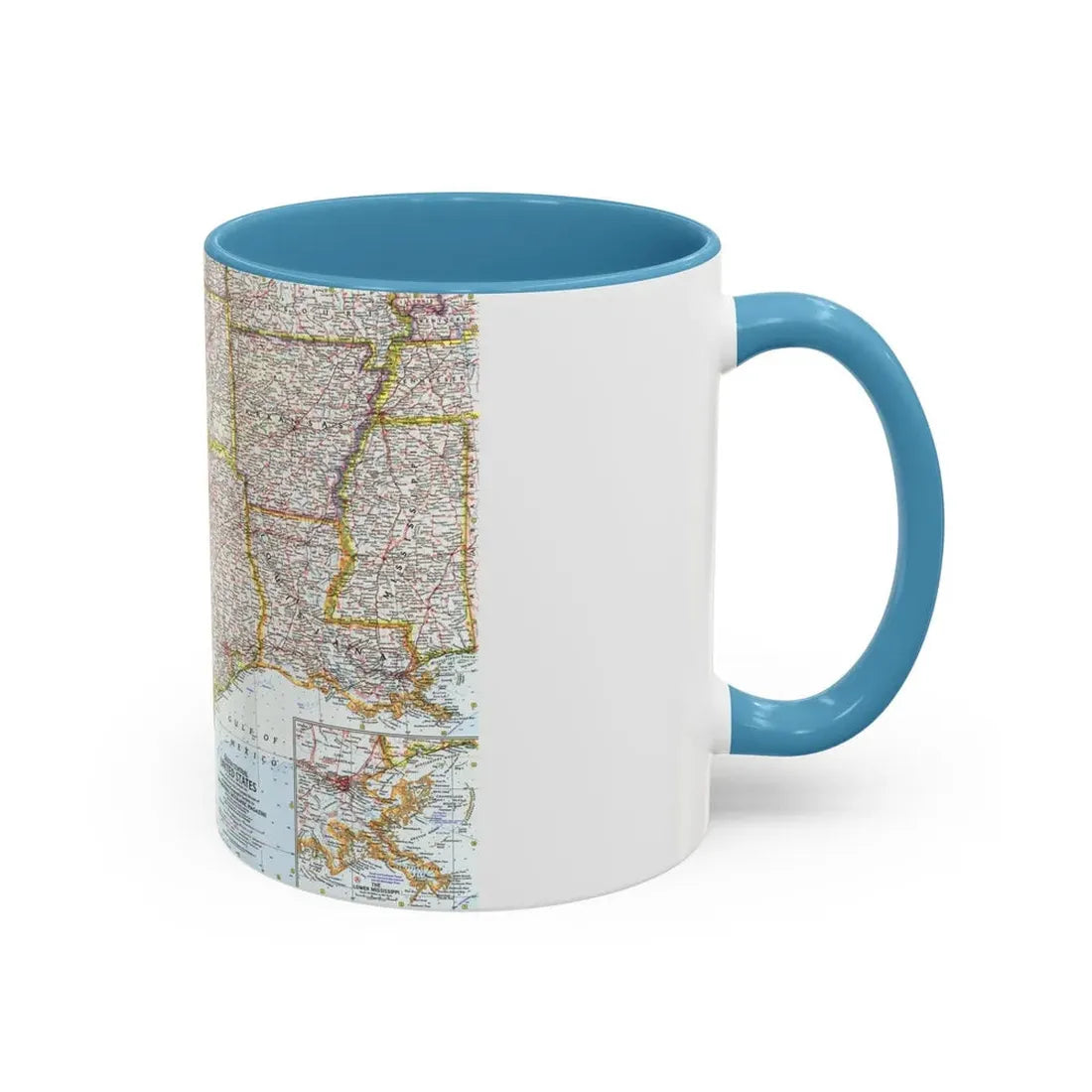 USA - South Central (1961) (Map) Accent Coffee Mug - Go Mug Yourself