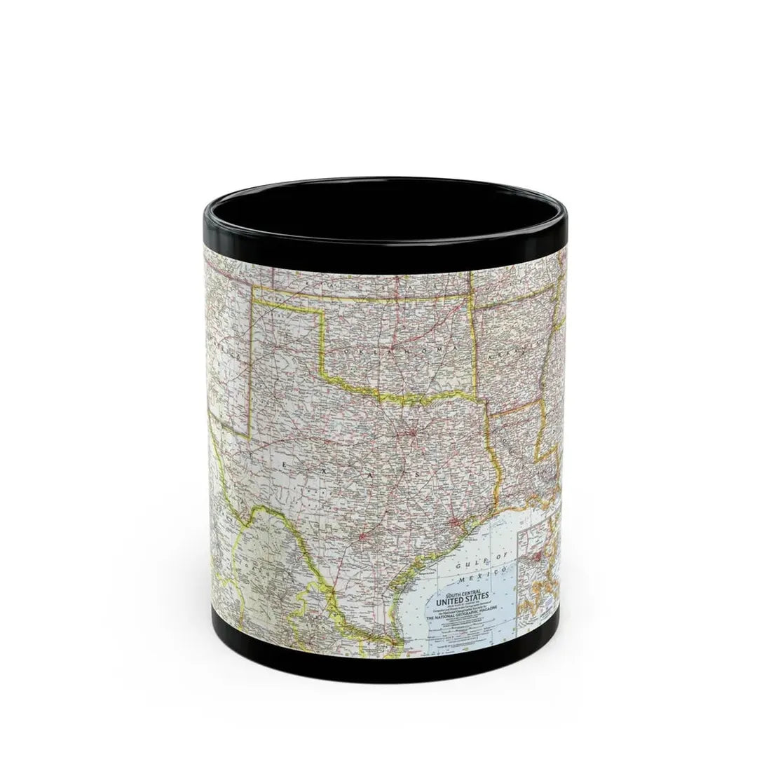 USA - South Central (1961) (Map) Black Coffee Mug 11oz - Go Mug Yourself