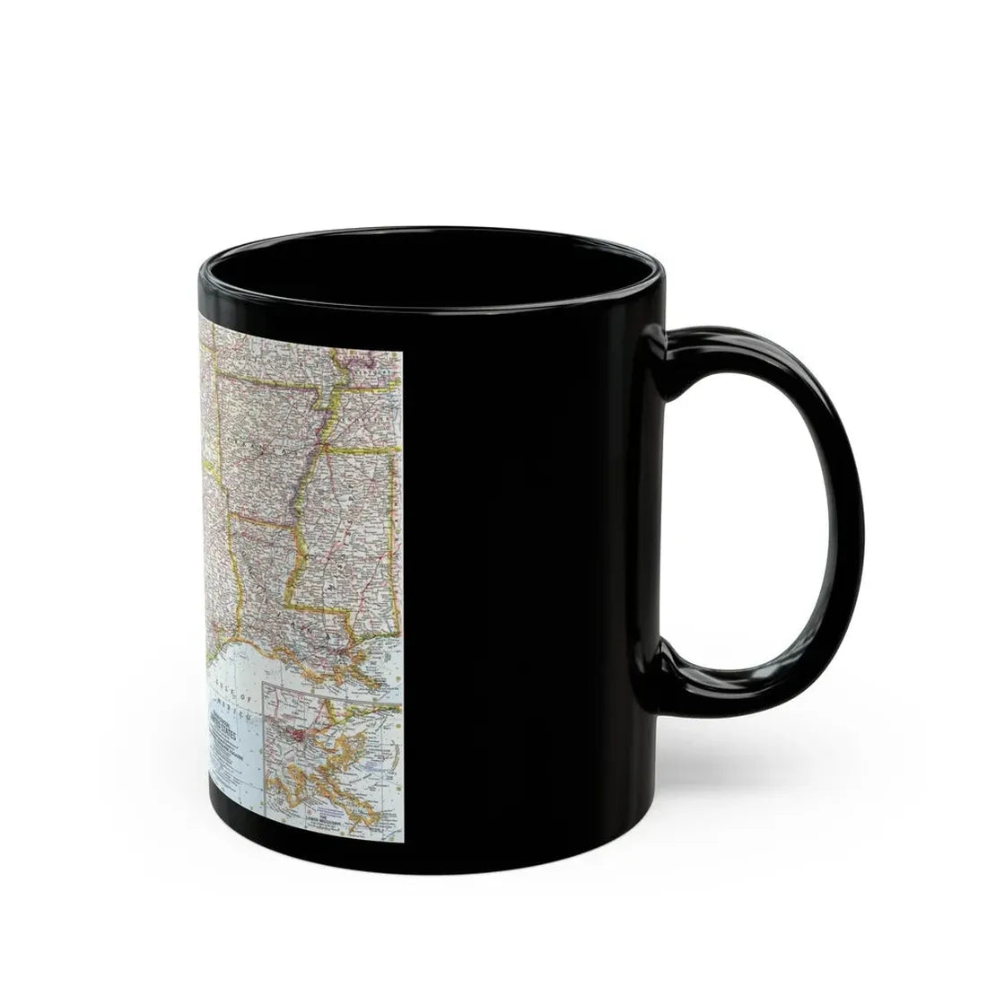 USA - South Central (1961) (Map) Black Coffee Mug - Go Mug Yourself