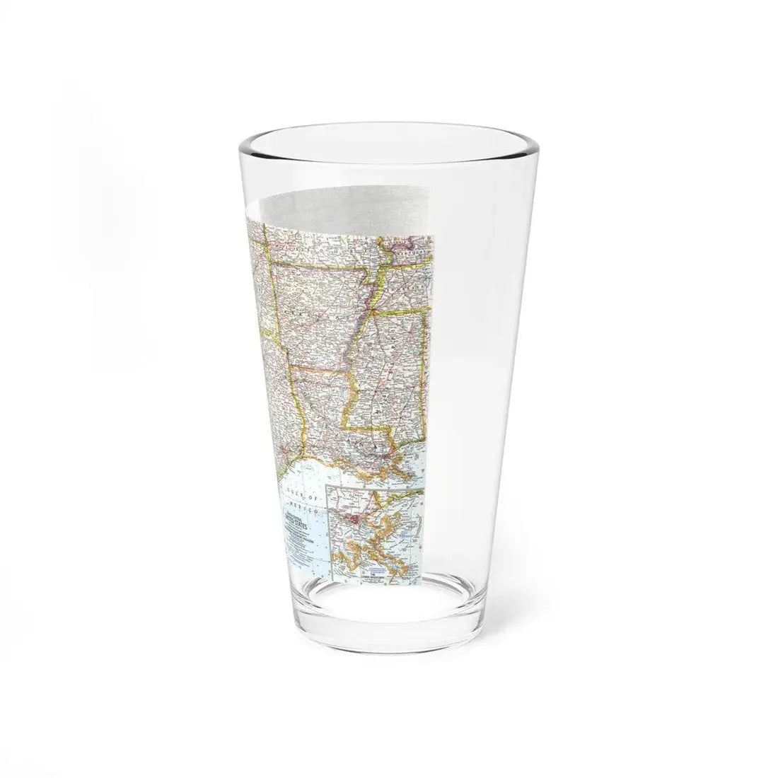 USA - South Central (1961) (Map) Pint Glass 16oz - Go Mug Yourself
