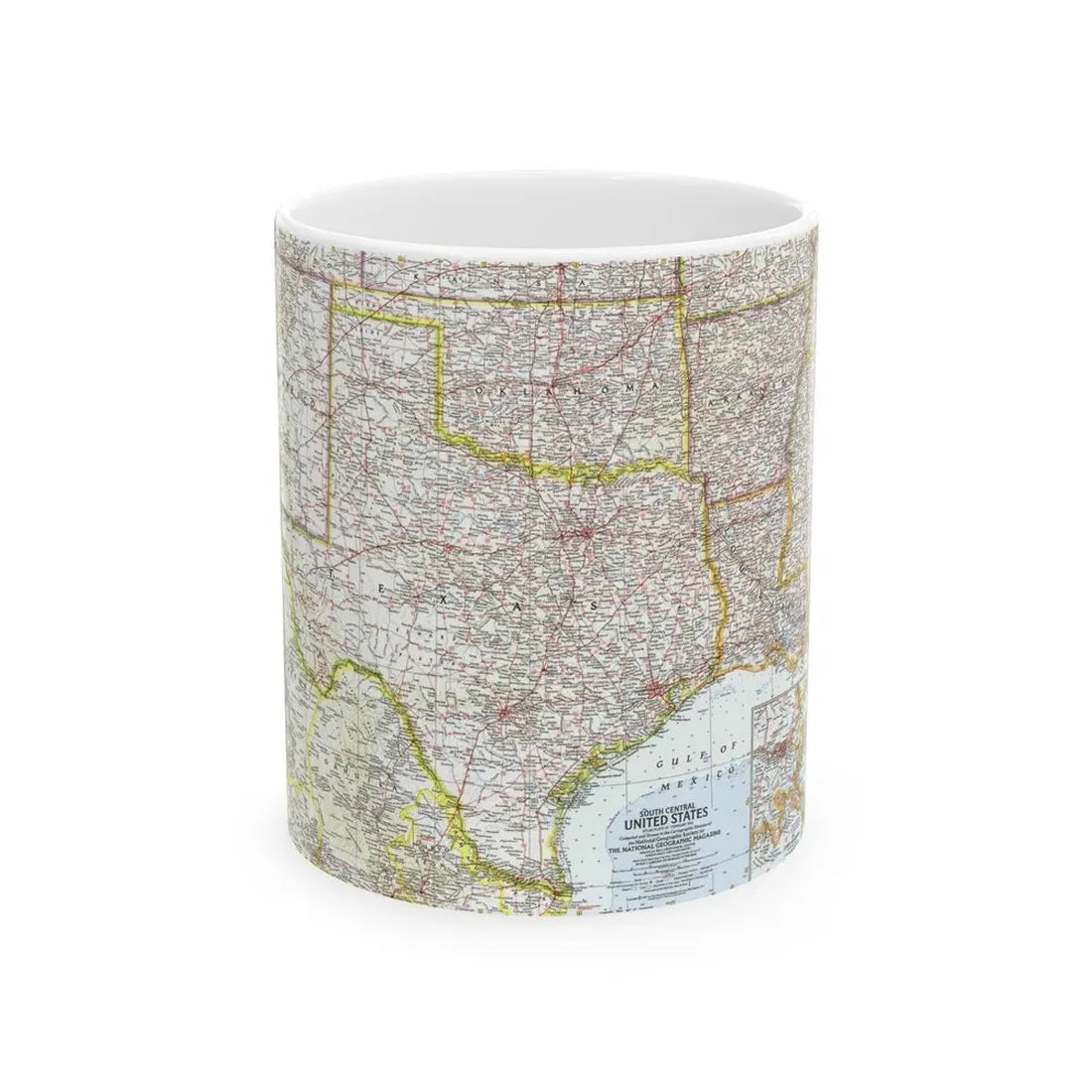 USA - South Central (1961) (Map) White Coffee Mug 11oz - Go Mug Yourself