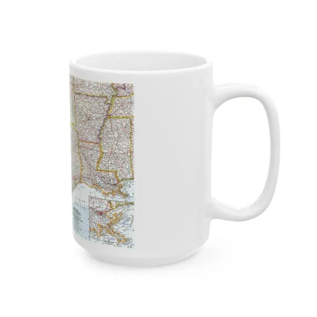 USA - South Central (1961) (Map) White Coffee Mug - Go Mug Yourself