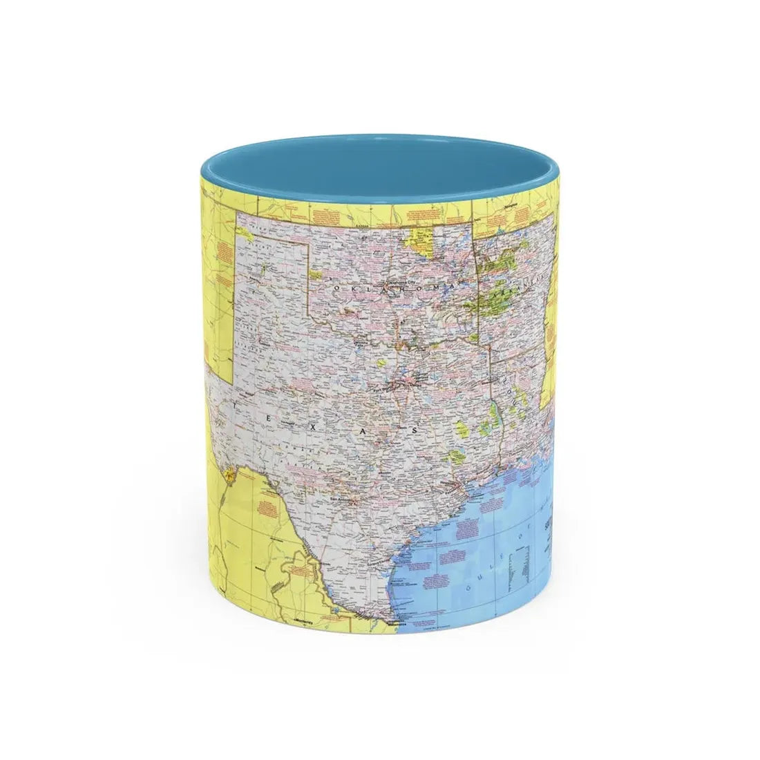 USA - South Central States 1 (1974) (Map) Accent Coffee Mug 11oz Light Blue - Go Mug Yourself