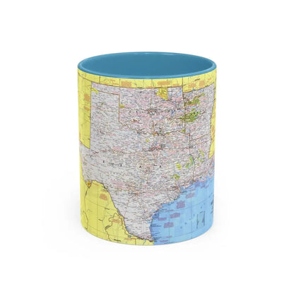 USA - South Central States 1 (1974) (Map) Accent Coffee Mug 11oz Light Blue - Go Mug Yourself