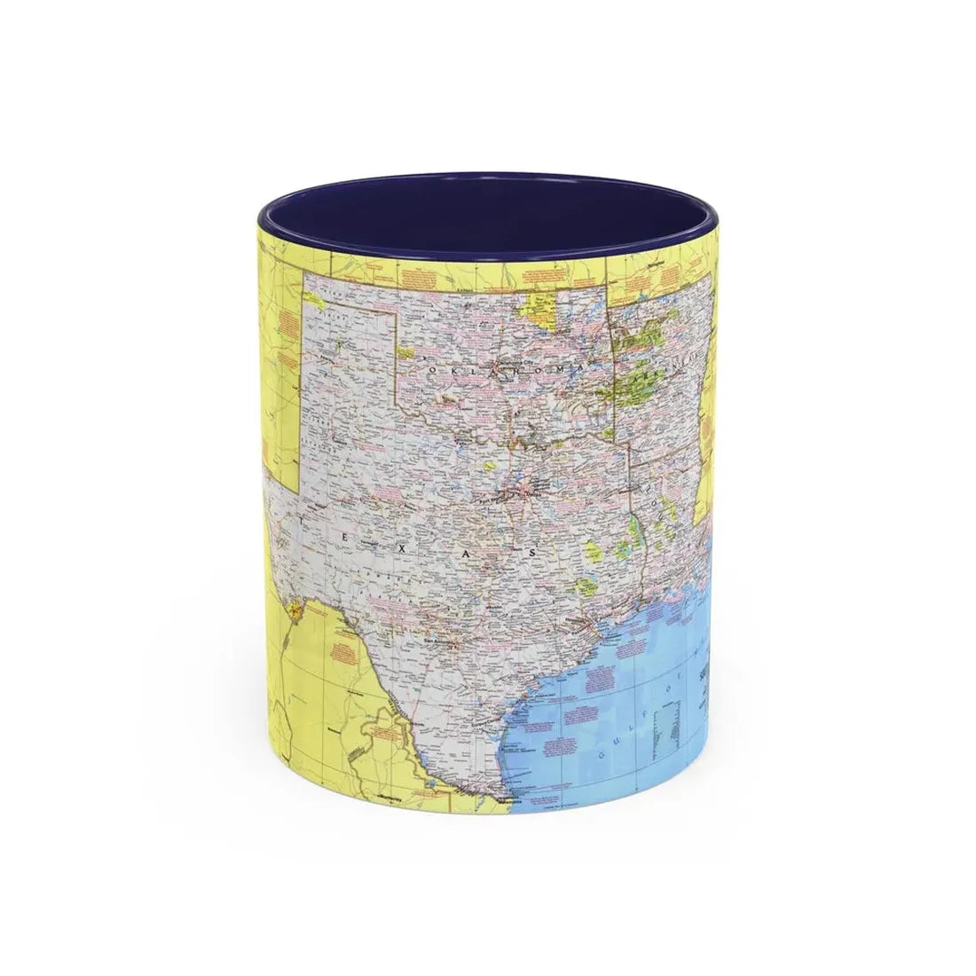 USA - South Central States 1 (1974) (Map) Accent Coffee Mug 11oz Navy - Go Mug Yourself