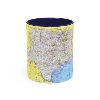 USA - South Central States 1 (1974) (Map) Accent Coffee Mug 11oz Navy - Go Mug Yourself