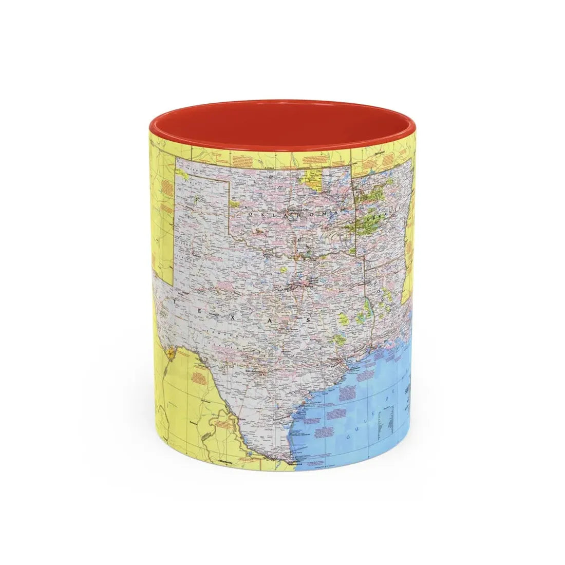 USA - South Central States 1 (1974) (Map) Accent Coffee Mug 11oz Red - Go Mug Yourself
