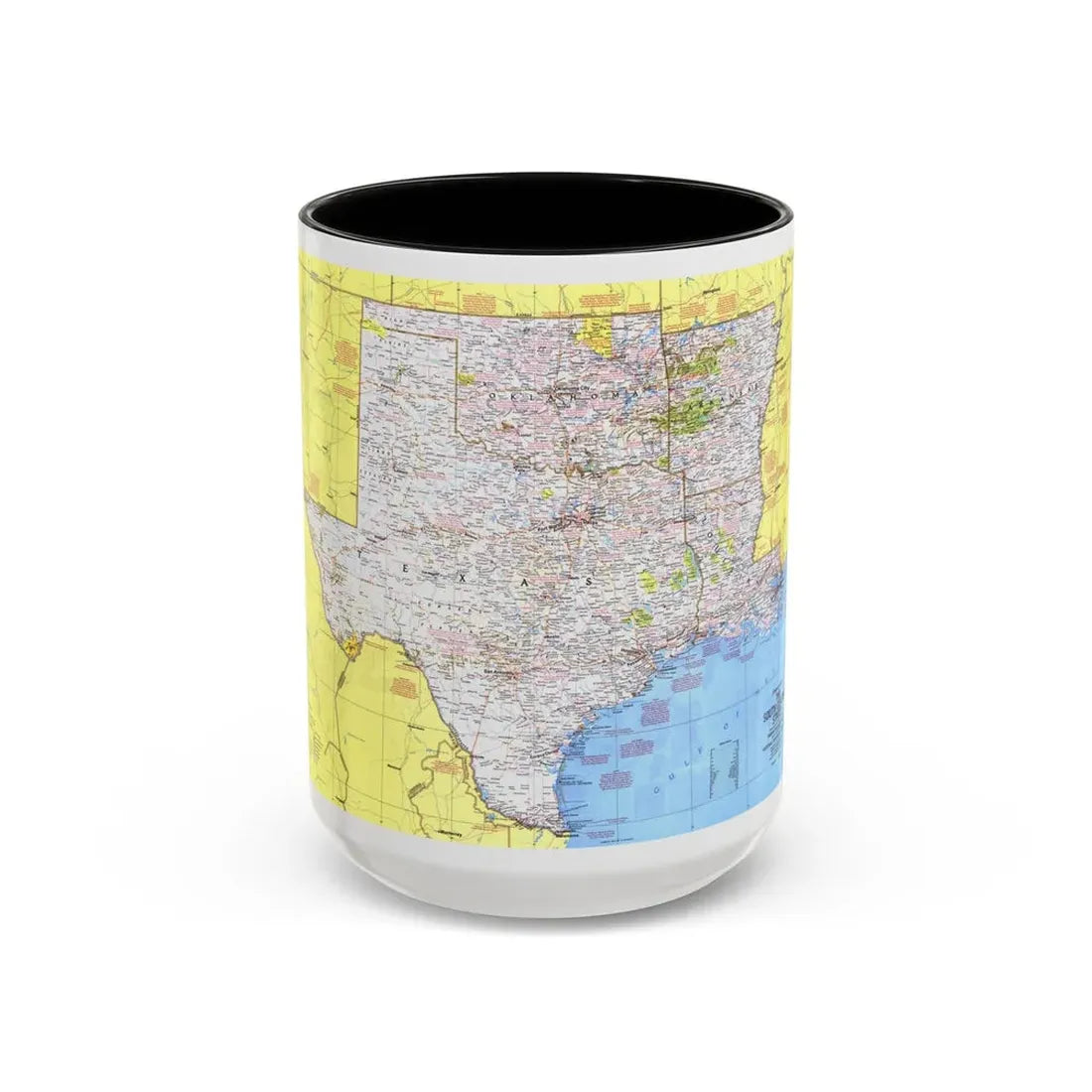 USA - South Central States 1 (1974) (Map) Accent Coffee Mug 15oz Black - Go Mug Yourself