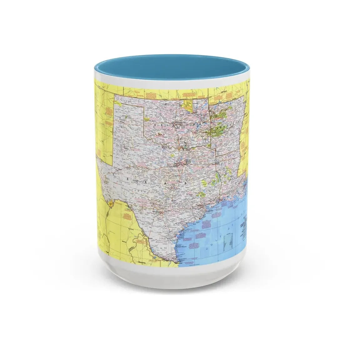 USA - South Central States 1 (1974) (Map) Accent Coffee Mug 15oz Light Blue - Go Mug Yourself