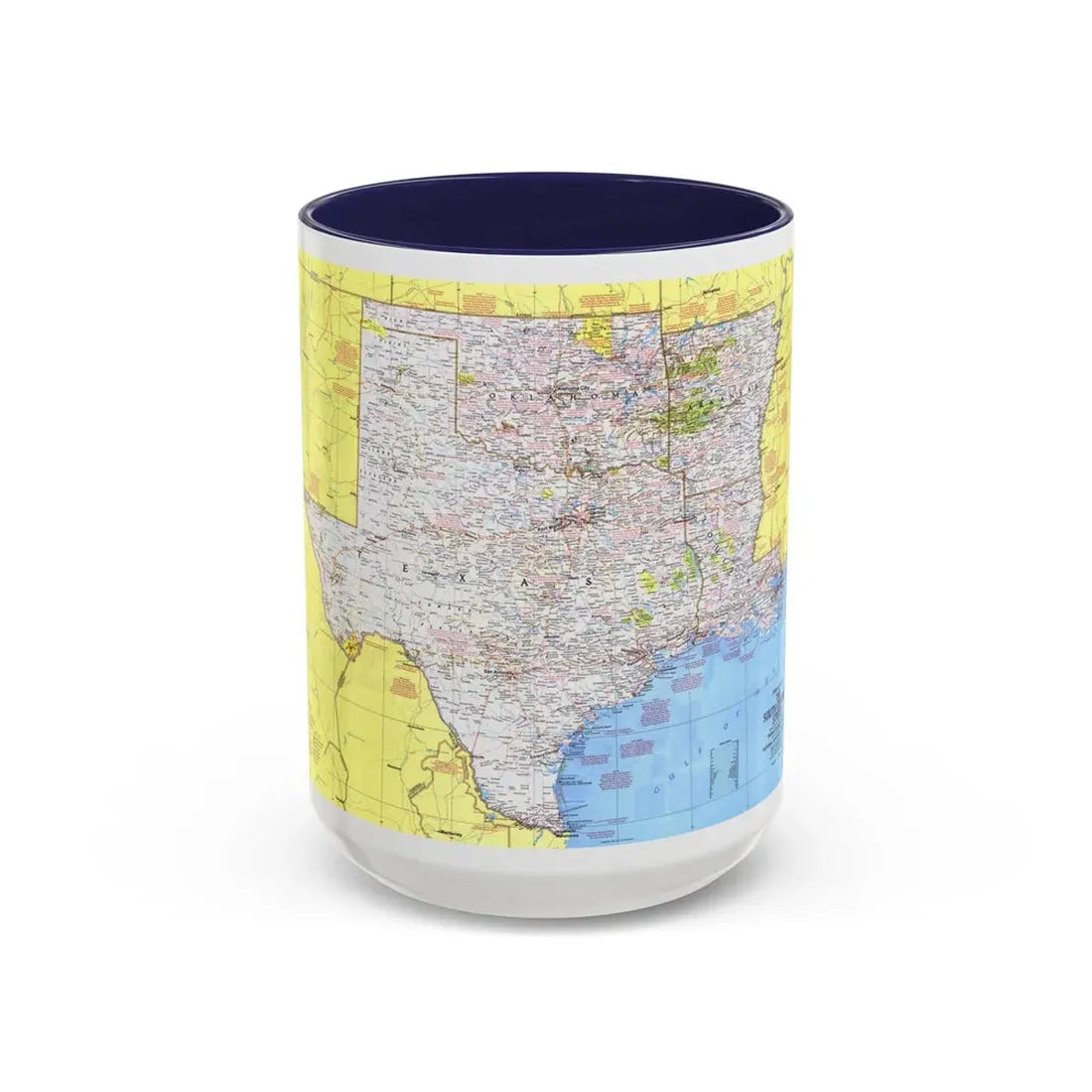 USA - South Central States 1 (1974) (Map) Accent Coffee Mug 15oz Navy - Go Mug Yourself