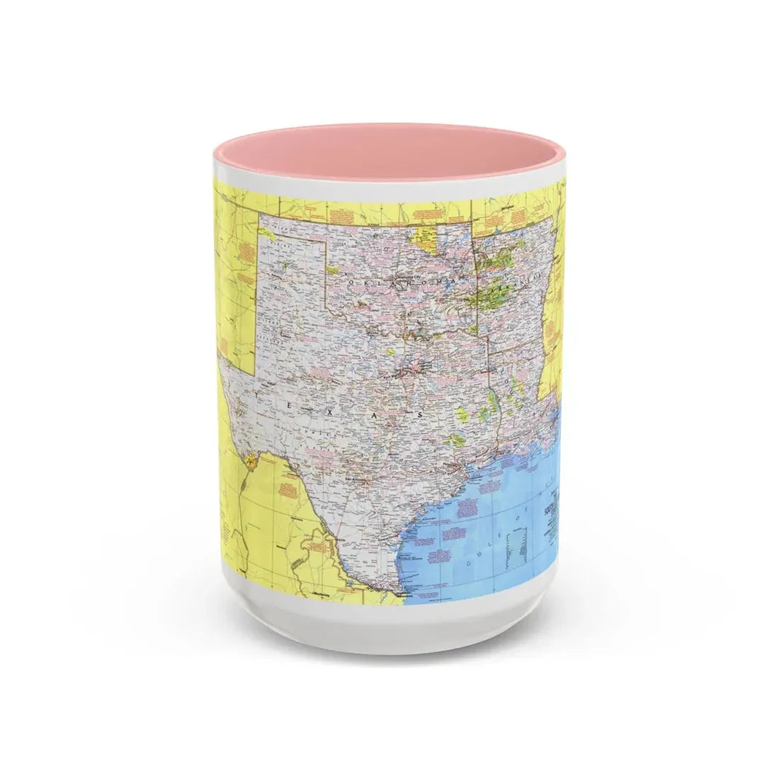 USA - South Central States 1 (1974) (Map) Accent Coffee Mug 15oz Pink - Go Mug Yourself
