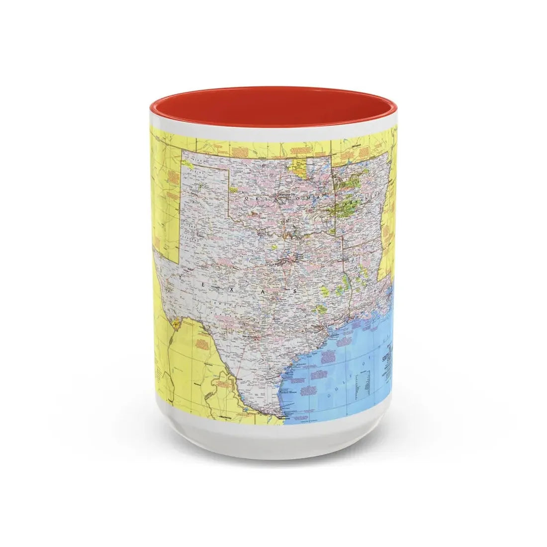 USA - South Central States 1 (1974) (Map) Accent Coffee Mug 15oz Red - Go Mug Yourself