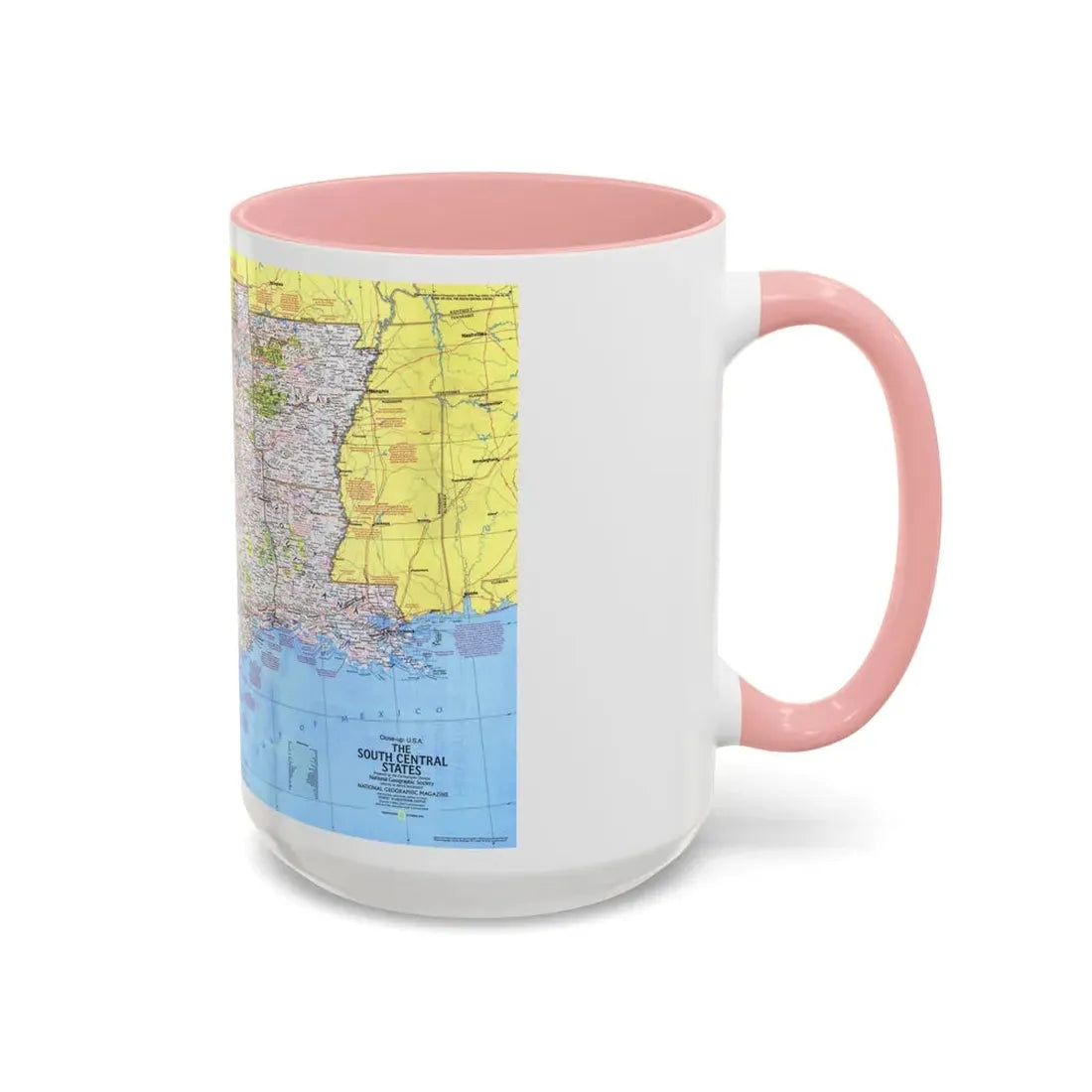 USA - South Central States 1 (1974) (Map) Accent Coffee Mug - Go Mug Yourself