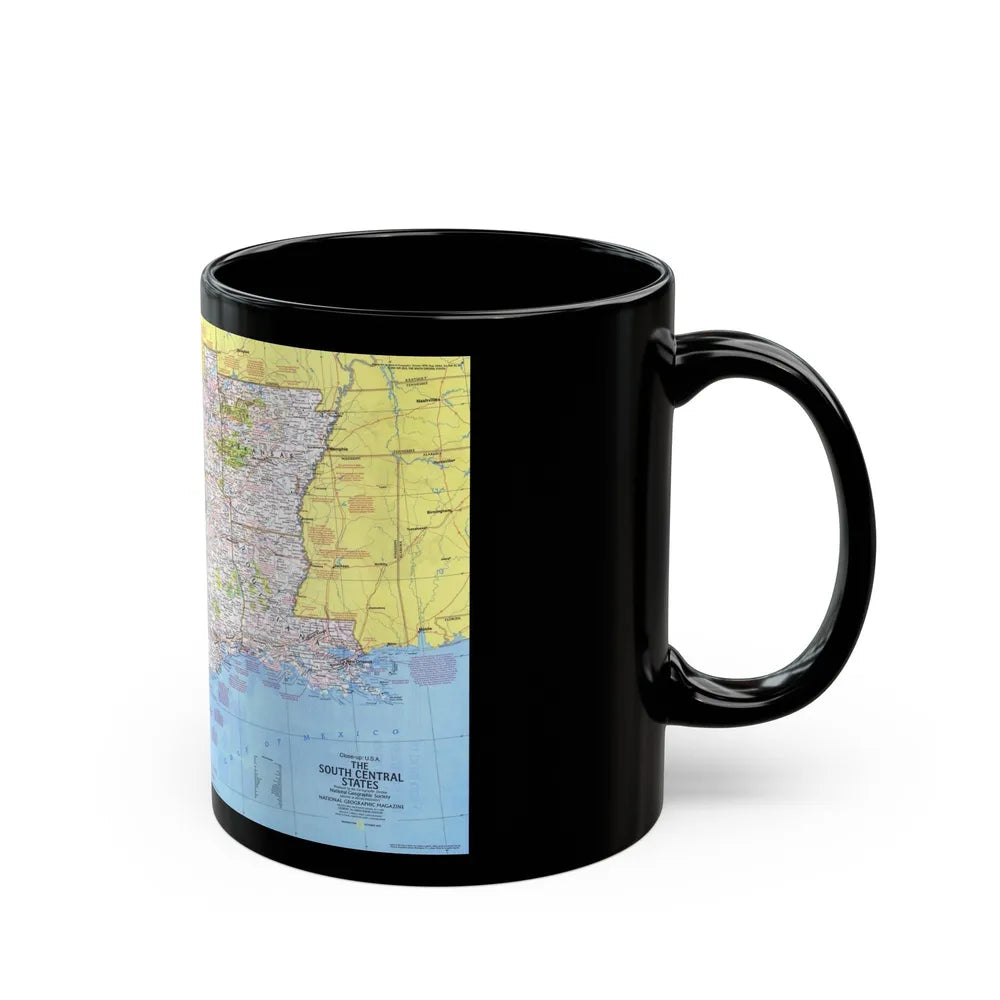 USA - South Central States 1 (1974) (Map) Black Coffee Mug-Go Mug Yourself