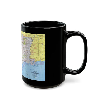 USA - South Central States 1 (1974) (Map) Black Coffee Mug-Go Mug Yourself