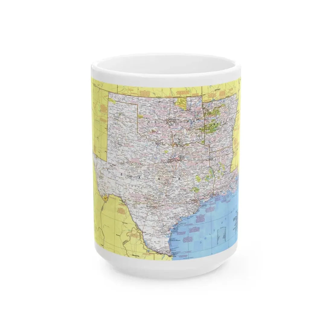 USA - South Central States 1 (1974) (Map) White Coffee Mug 15oz - Go Mug Yourself