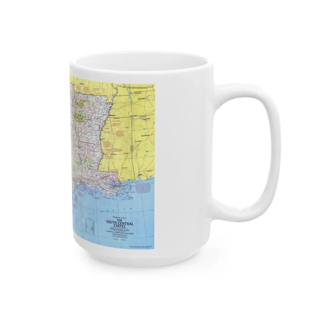 USA - South Central States 1 (1974) (Map) White Coffee Mug - Go Mug Yourself