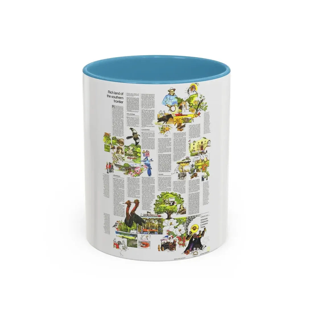 USA - South Central States 2 (1974) (Map) Accent Coffee Mug 11oz Light Blue - Go Mug Yourself
