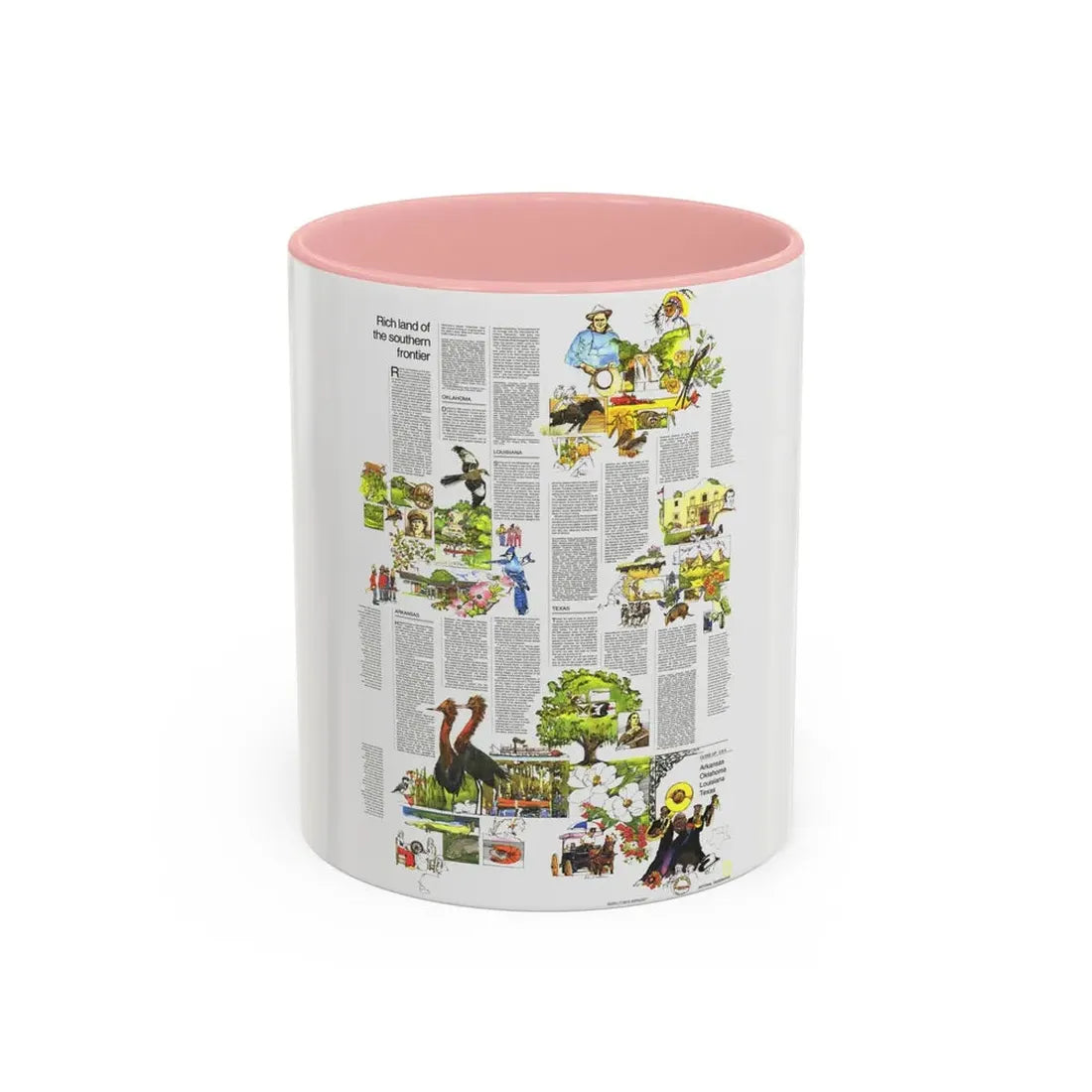 USA - South Central States 2 (1974) (Map) Accent Coffee Mug 11oz Pink - Go Mug Yourself